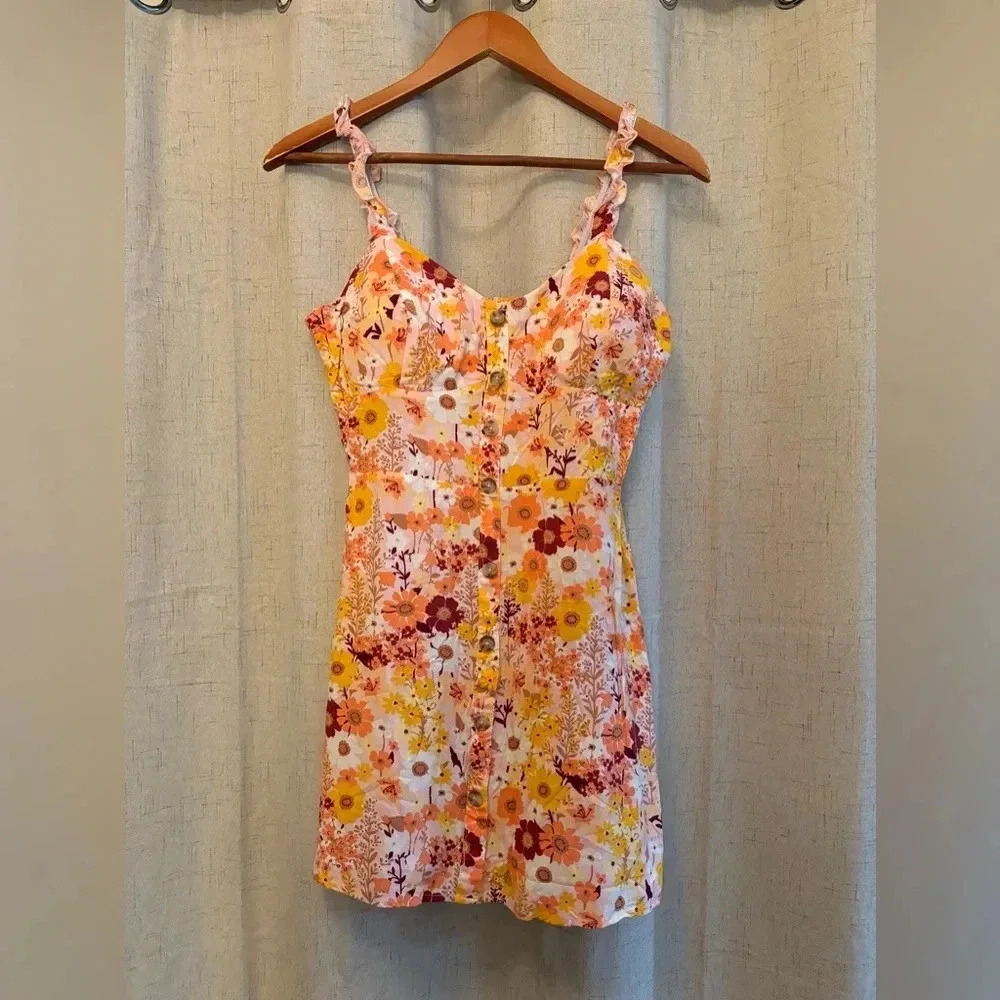 “As U Wish” Mini Sundress. Size M (Junior). Pink and floral design.